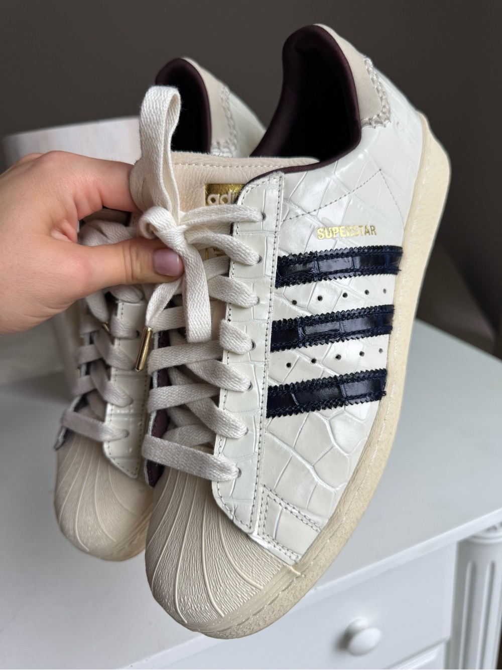 adidas Superstar Wales Bonner Croc White Navy Sneakers Size 13 - Picture 8 of 16